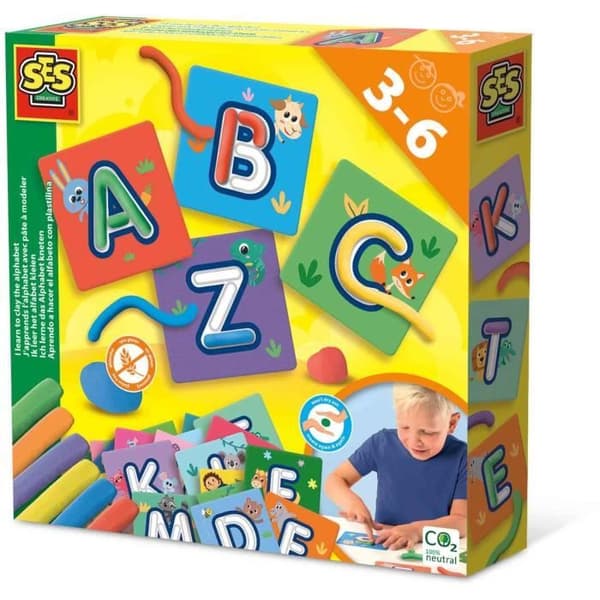 Jag lär mig alfabetet med modelllera - Pedagogiskt spel - SES CREATIVE - Lär känna alfabetet samtidigt som jag har roligt.