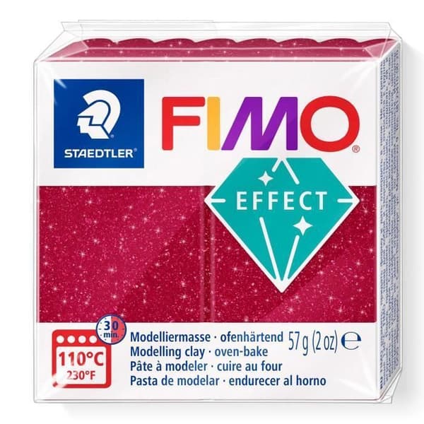 Modelleringslera - FIMO - Galax - Röd - Glittrande effekt - 57g