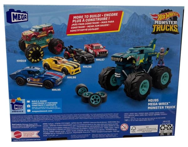 MEGA Construx - Wrex Hot Wheel Monster Truck - 187 delar konstruktionsset - Dinosauriekropp -