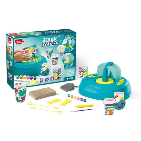 Pottery Kit för barn - Maped Creativ - Terra Pottery - Motoriserad krukmakarhjul - Från 8 år - Flerfärgad
