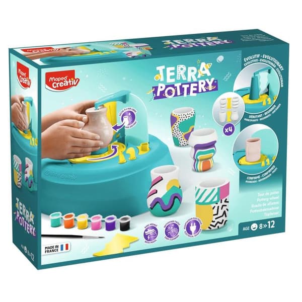 Pottery Kit för barn - Maped Creativ - Terra Pottery - Motoriserad krukmakarhjul - Från 8 år - Flerfärgad