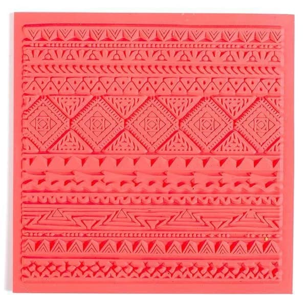 Texturplatta - Kreativ frö - Fimotextilmatta Etnisk - 9x9 cm - 1 stycke
