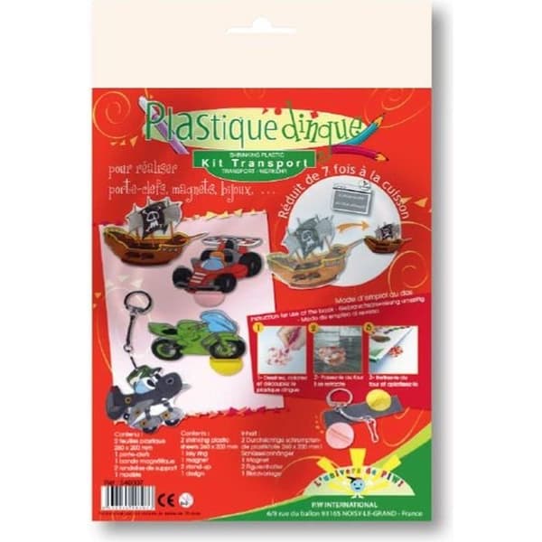 Kit Plastique Dingue - Kreativa frön - 2 ark - Nyckelring - Krympfilm