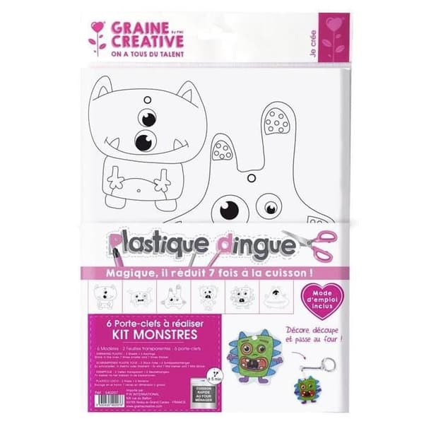 Galet plastkit för 6 nyckelringar - Monstr...