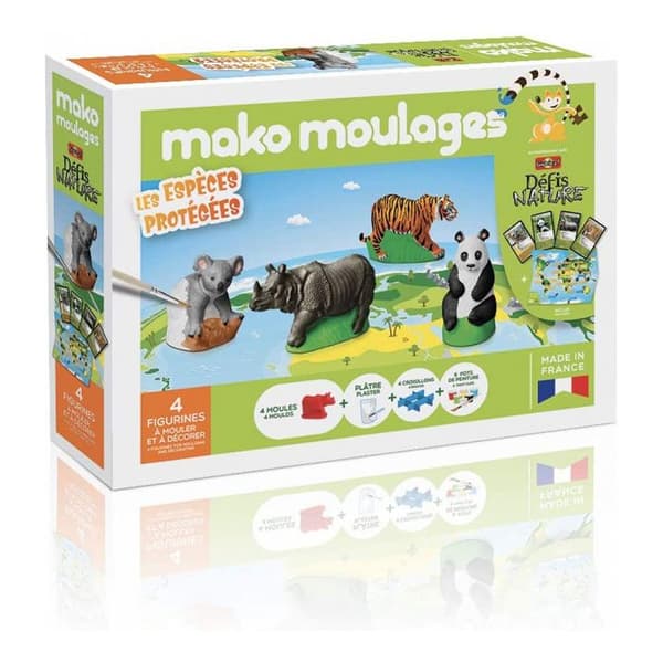 Mako Moulages kreativa kit - Skyddade arter med Bioviva Défis Nature - För barn från 5 år - Tillverkat i Frankrike