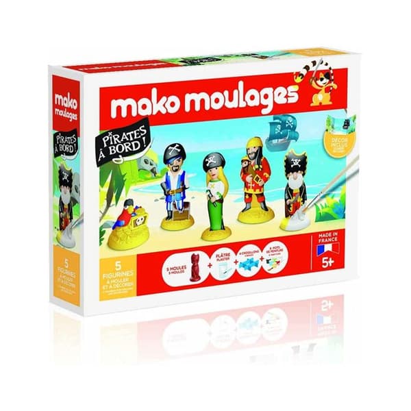 Mako Castings - Pirater ombord 5 formar för barn - Kreativ fritidslåda med gips och färg