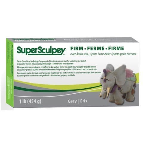 Modellerera - Sculpey - Super Sculpey - Grå - Fast - 454 gr