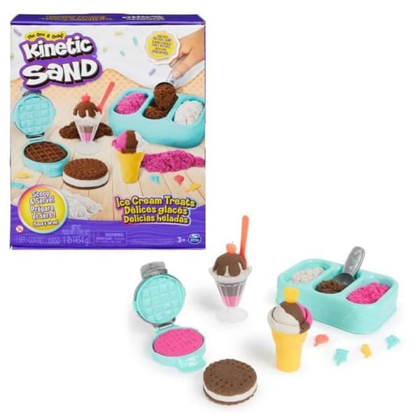 Kinetic Sand Delices Glaces Box - SPIN MASTER - Lätt att forma magisk sand - 454g