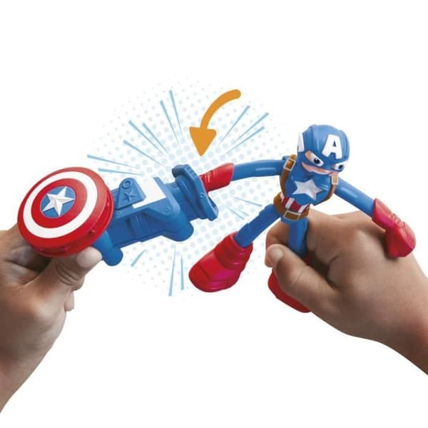 Play-Doh Captain America, Stamper Shield-set med flexibel figur, tillbehör och modelllera, från 4 år, Marvel