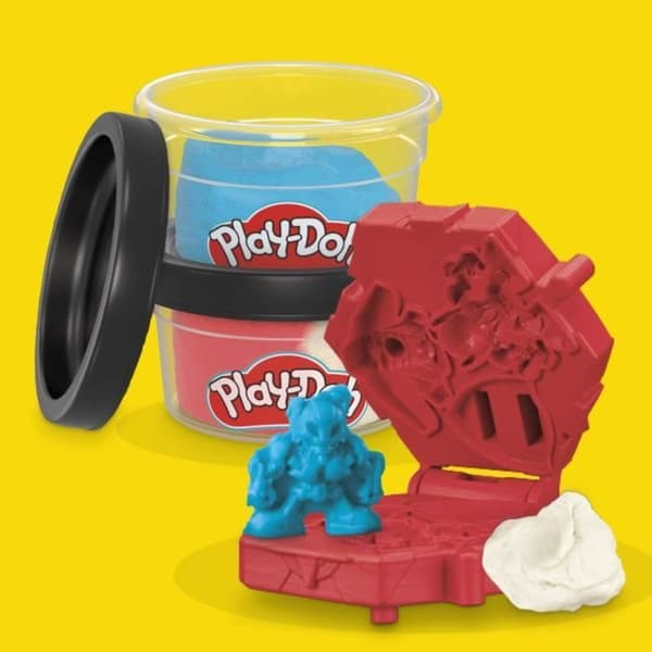 Play-Doh Captain America, Stamper Shield-set med flexibel figur, tillbehör och modelllera, från 4 år, Marvel