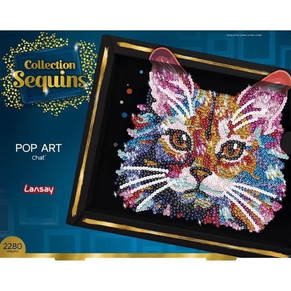 Kreativt fritidspaket - LANSAY - Paljettkollektion - Popkonstkatt - Från 14 år