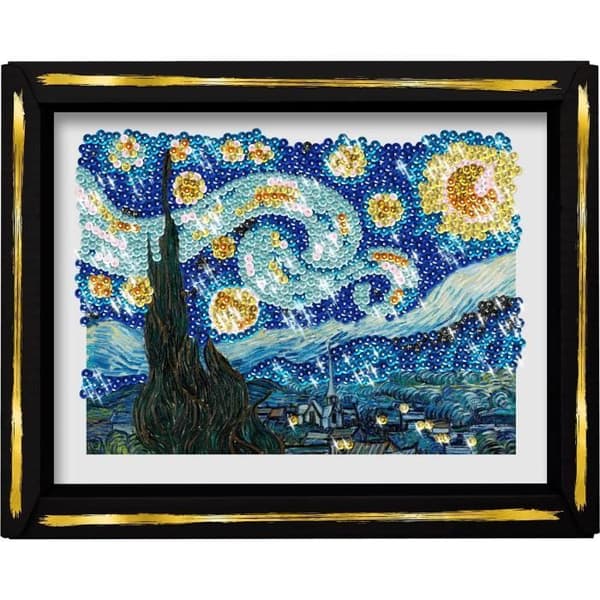 Kreativt fritidspaket - LANSAY - Kollektion av paljetter - Den stjärnklara natten - Van Gogh - Från 14 år