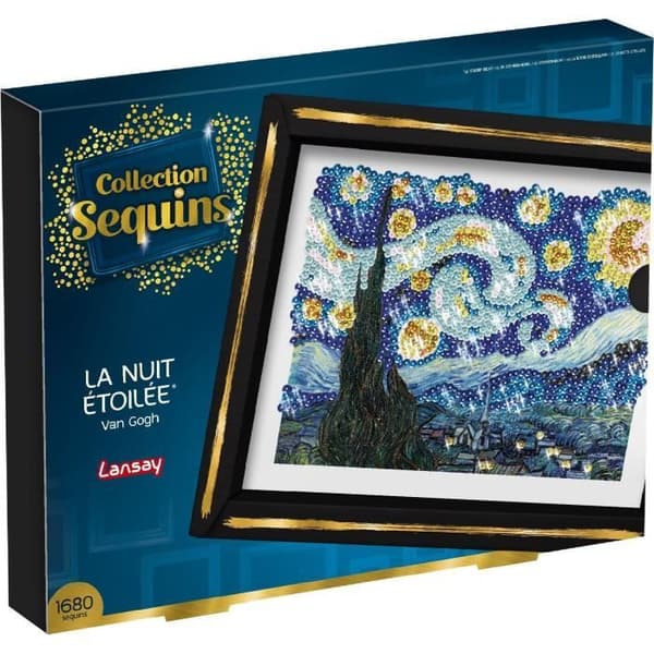 Kreativt fritidspaket - LANSAY - Kollektion av paljetter - Den stjärnklara natten - Van Gogh - Från 14 år