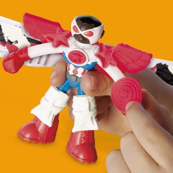 Play-Doh Captain America, Sharp Motorcykelset med flexibel figur, 3 tillbehör och modelllera, från 4 år, Marvel