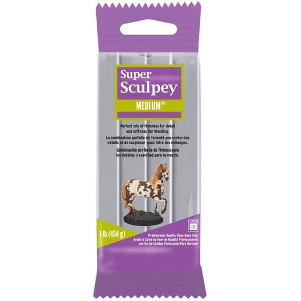 Pasta - Super Sculpey - Medium blend - Grå - 454 g - För barn från 3 år