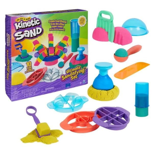 Set Kinetic Sand Ultimate Sandisfying 3 färger 10x tillbehör