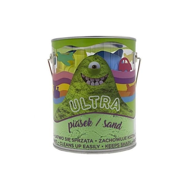 Sand Ultra Magic Sand 900g 4 stora formar 2 verktyg gröna fordon