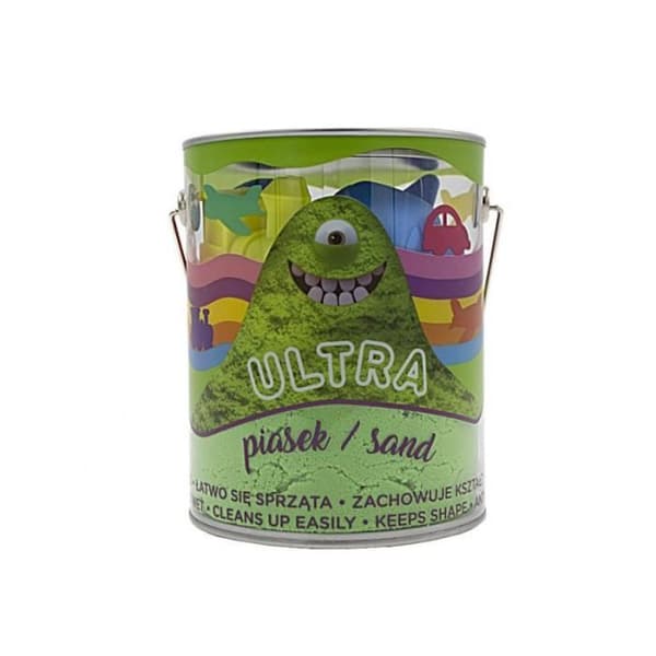Sand Ultra Magic Sand 900g 4 stora formar 2 verktyg gröna fordon