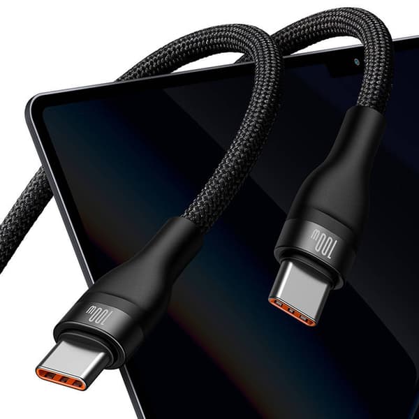 Baseus Universal Cable, Flash Series II 2-in-1 Fast Charging Cable (Type-C to Type-C + Type-C) 100W, 1.5m, Black (CASS060001)
