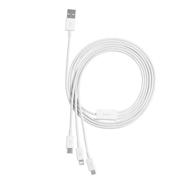 Quick Charge USB to M+L+C Baseus Superior Data 3.5A 1m (White)
