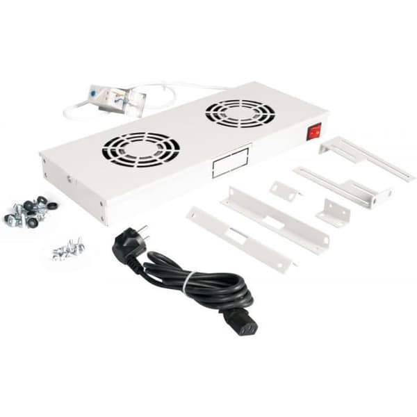 Modul för fläkt 19 för serverrack - 2 fläktar RAL7035 Equip
