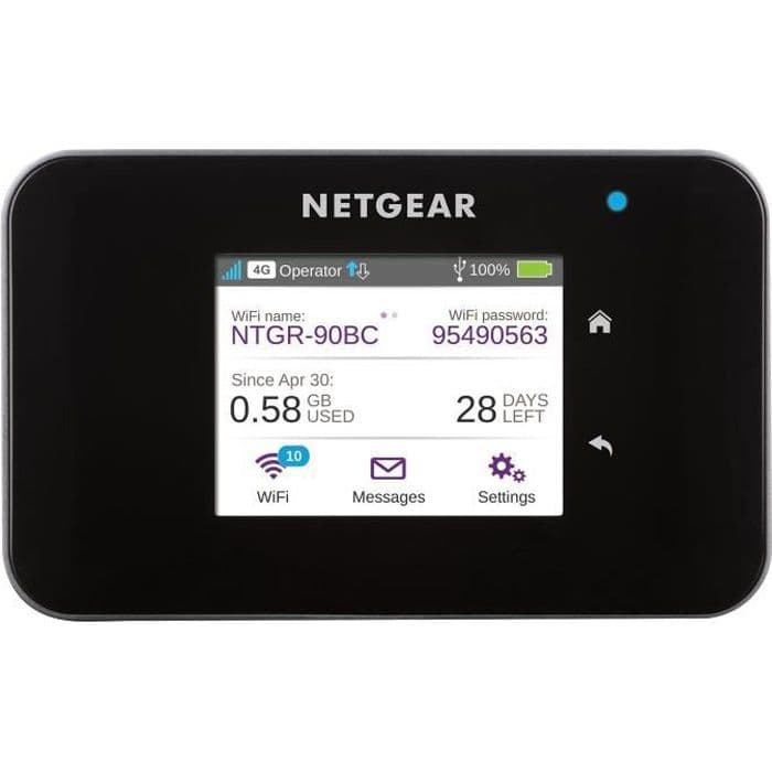 NETGEAR Routeur mobile 4G + Hotspot AirCard 810 - Wi-Fi 600 Mbps - Noir