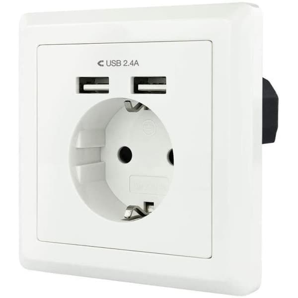 Nanokabel Nanokabel vägguttag av Schuko-typ med 2 USB-uttag max. 2,4A, vit. - 10.35.0010 Vit
