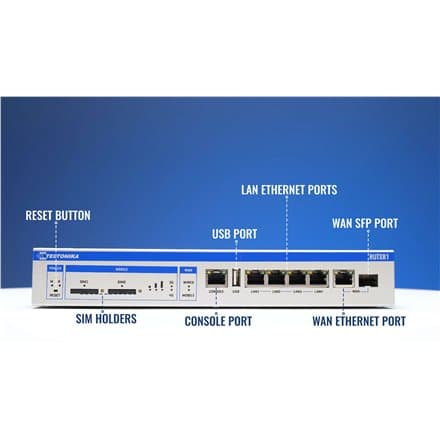 Teltonika RUTXR LTE Router | Enterprise Rack-Mountable SFP/LTE Router | RUTXR1 | 802.11ac | 867 Mbit/s | 10/100/1000 Mbit/s | Ethernet LAN (RJ-45) por