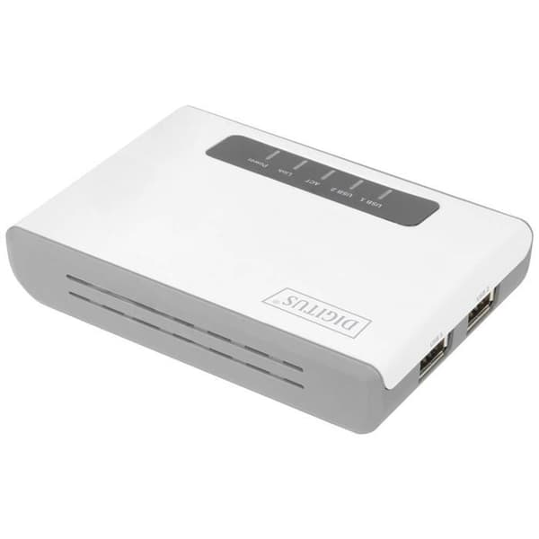 Skrivarserver - Assmann - DN-13024 - Wireless 300N - 2 USB2.0-portar - Nätverks-USB-hubb