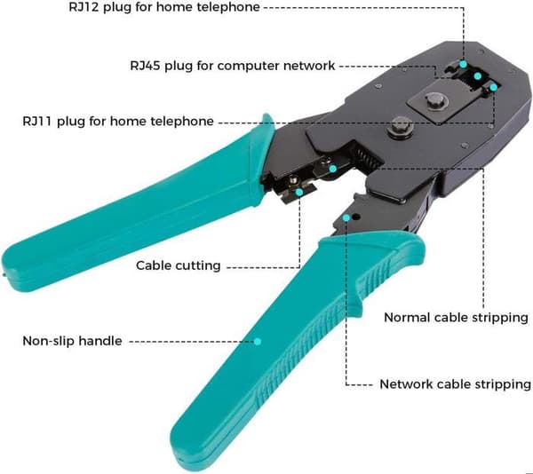 Nätverkskabel Nätverkstestare - 12-delad nätverksverktygssats - för installation och reparation av datorer och Ethernet-kablar