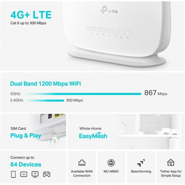 TP-LINK Archer MR505 -4G+ LTE-modem og WiFi-router