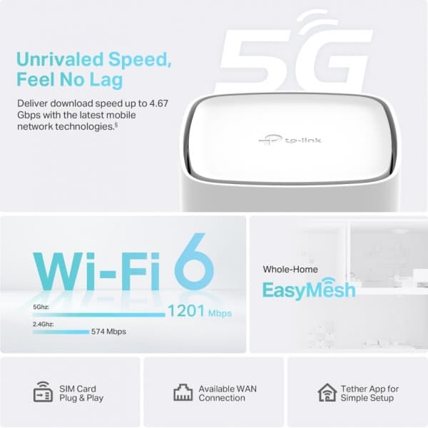 TP-LINK Archer NX200-5G Dual Band 5G/4G/3G -modeemi ja WiFi6 -tukiasema