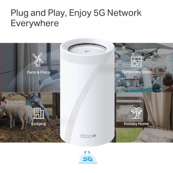 TP-LINK Deco BE65-5G Tri-Band 5G/4G/3G-modem och WiFi 7-basstation