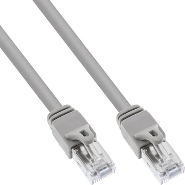 InLine - Patch-Kabel - RJ-45 (M) till RJ-45 (M) - 30 cm - SFTP, PiMF - CAT 6 - geschirmt, ohne Haken - Grau - 76733A
