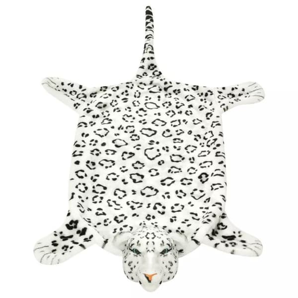 vidaXL Leopardteppe plysj 139 cm hvit