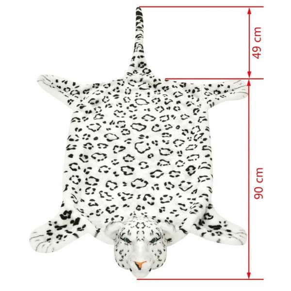 vidaXL Leopardteppe plysj 139 cm hvit