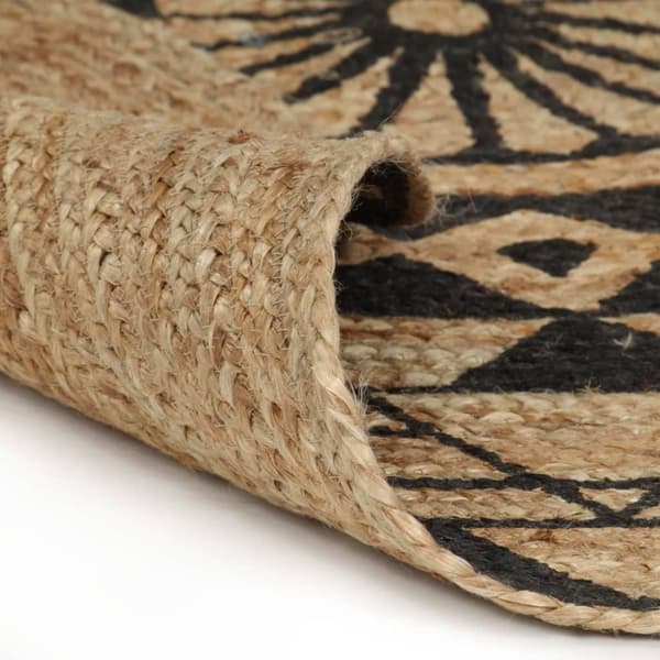 vidaXL håndlavet tæppe med sort print jute 120 cm