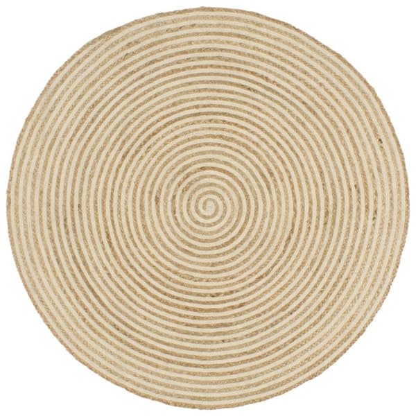 vidaXL håndlavet jutetæppe med spiraldesign 120 cm hvid
