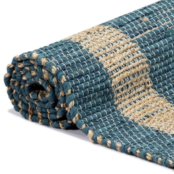 vidaXL Håndlaget teppe jute blå 120x180 cm