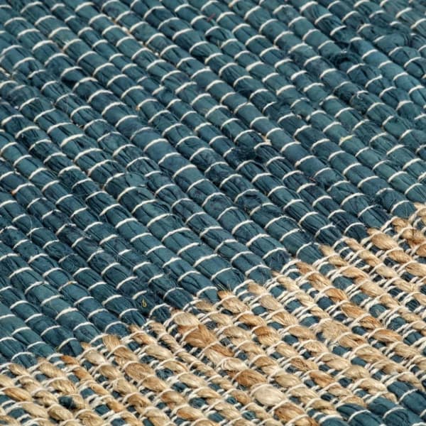 vidaXL Håndlaget teppe jute blå 120x180 cm