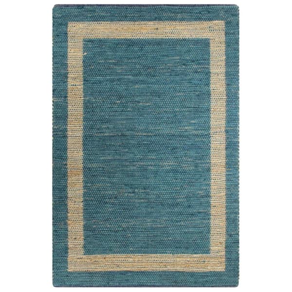 vidaXL Håndlaget teppe jute blå 120x180 cm