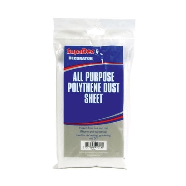 SupaDec All Purpose Polythene Plastic Dust Sheets White 3.6 x 1.8m