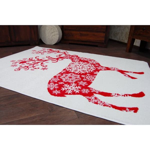 Tæppe XMAS - F788 fløde/rød, 80x150 cm