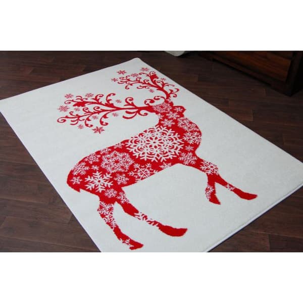 Tæppe XMAS - F788 fløde/rød, 80x150 cm