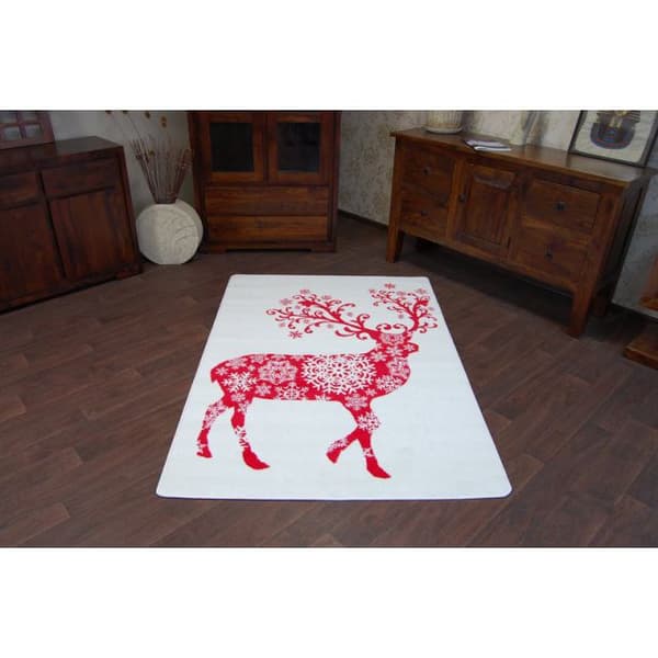 Tæppe XMAS - F788 fløde/rød, 80x150 cm