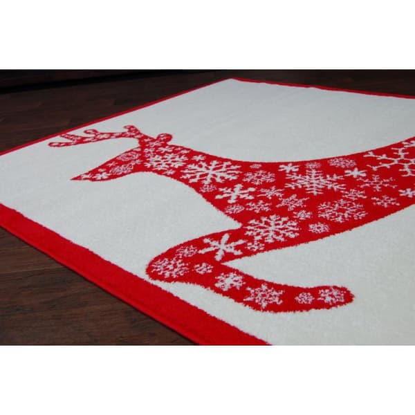 Tæppe XMAS - F790 fløde/rød, 80x150 cm