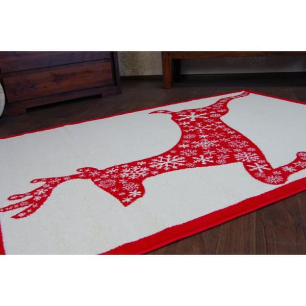 Tæppe XMAS - F790 fløde/rød, 80x150 cm