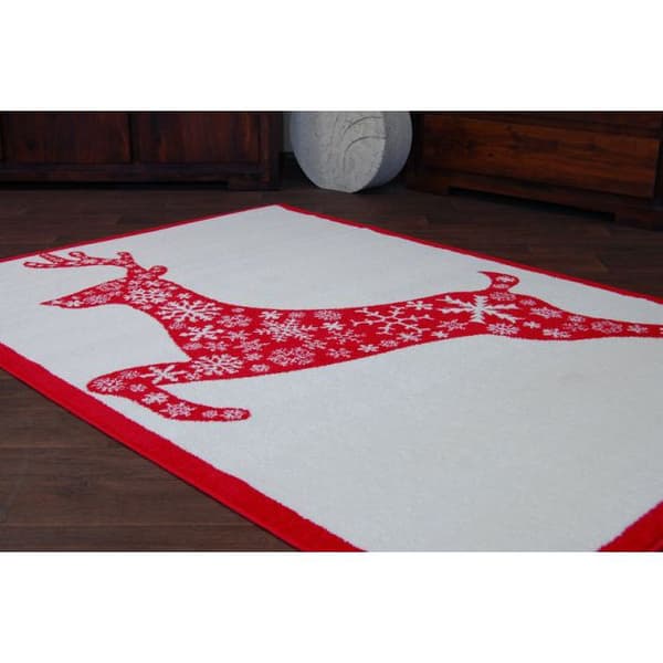 Tæppe XMAS - F790 fløde/rød, 100x170 cm