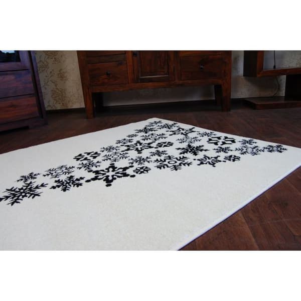 Tæppe XMAS - F792 fløde/sort, 80x150 cm