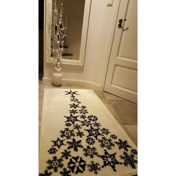 Tæppe XMAS - F792 fløde/sort, 80x150 cm